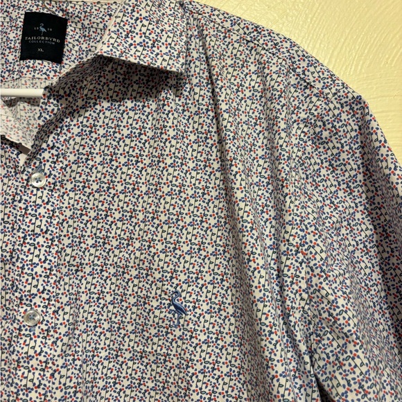 Tailorbyrd Blue Casual Button Down Shirt with Geometric Pattern - Picture 6 of 8
